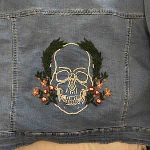 Hand embroidered denim jacket